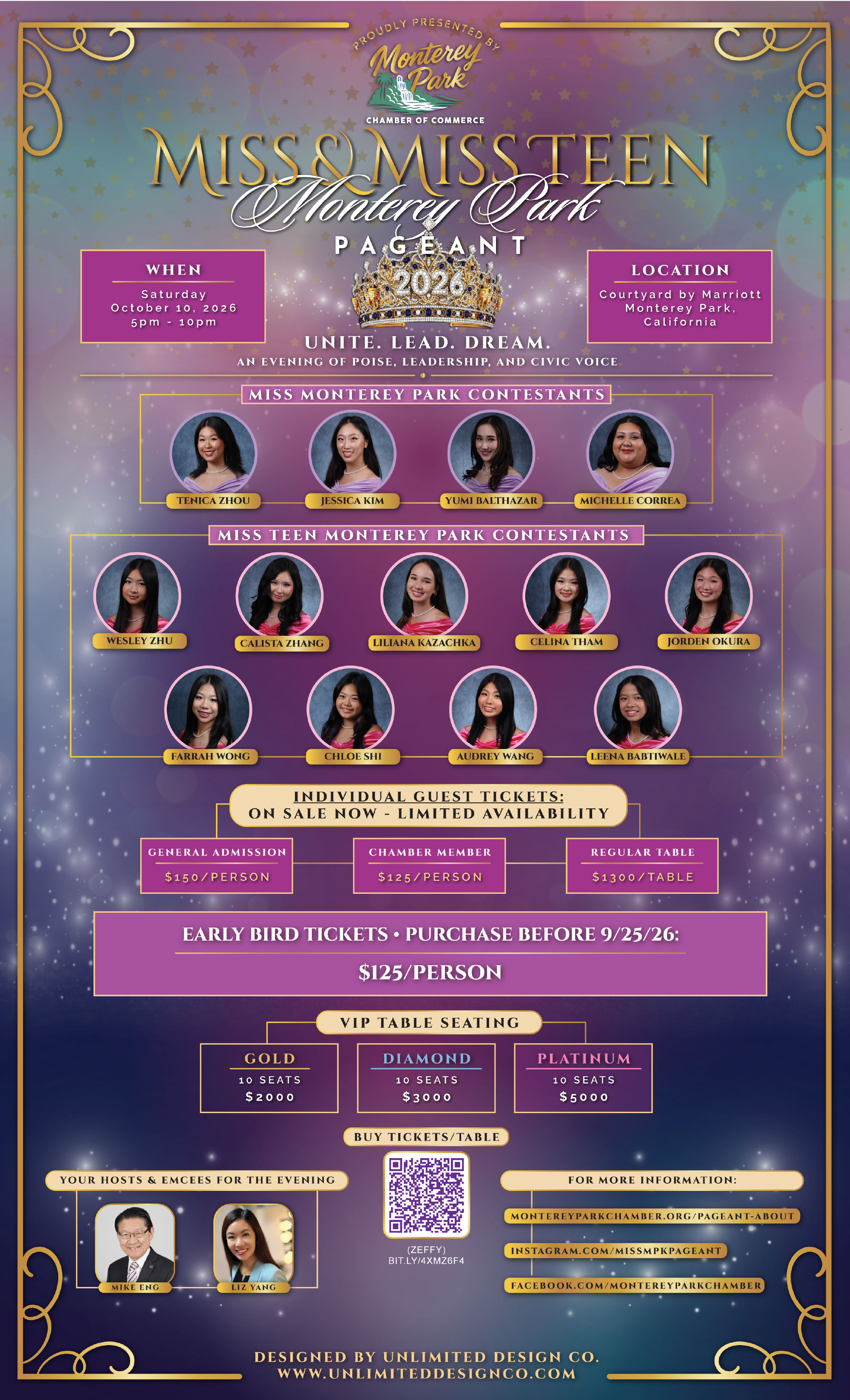 Miss & Miss Teen Monterey Park 2026 pageant event flyer — draft